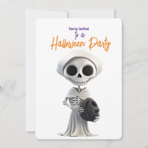 CONVITE FESTA DE HALLOWEEN ESQUELETO CHIC