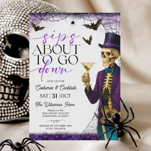 Convite Festa de Halloween Esqueleto com Bebidas Prontas p