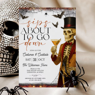 Convite Festa de Halloween Esqueleto com Drinks Prestes a