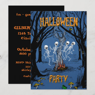 Convite Festa de Halloween Esqueletos Dançantes