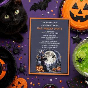 Convite Festa de Halloween Fantasia de Gato Preto para Cri