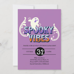 Convite Festa de Halloween Fantasma Vibrações Assustadoras