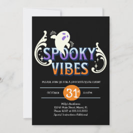 Convite Festa de Halloween Fantasma Vibrações Assustadoras