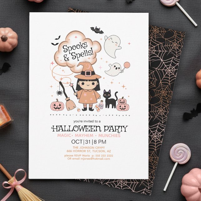 Convite Festa de Halloween Feitiços e Espíritos ID1325 (Criador carregado)