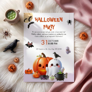 Convite Festa de Halloween Fofo e Assustador