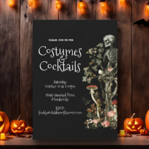 Convite Festa de Halloween Fumaça Preta e Cocktails Floral