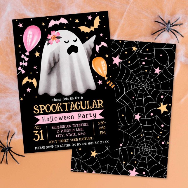 Convite Festa de Halloween Ghost Spooktacular Cujo Fantasm (Cute Ghost Spooktacular Kids Halloween Party Invitation)