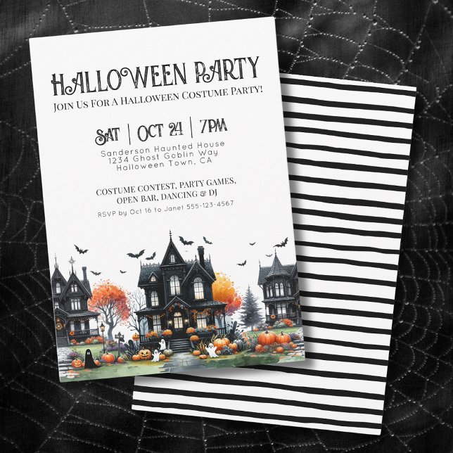 Convite Festa de Halloween Gótica Vintage (Vintage Gothic Halloween Party Invitation)