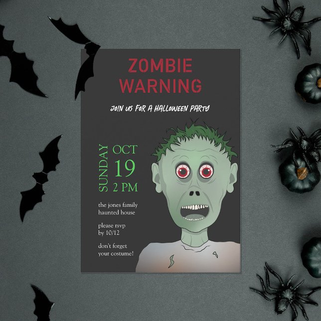 Convite Festa de Halloween Infantil Divertida com Zumbi Ve (Criador carregado)