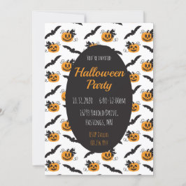 Convite Festa de Halloween Jack O Lanternas Bat Black Oran