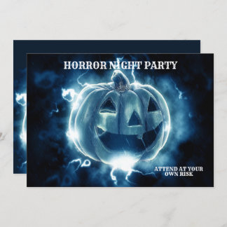 Convite Festa de Halloween Mau Blue Pumpkin Horror Assusta