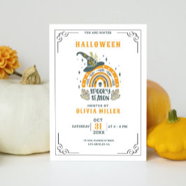 Convite Festa de Halloween Minimalística das Bruxas do Cha