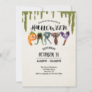 Convite Festa de Halloween Monster Letters Halloween
