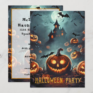 Convite Festa de Halloween muitos Jack-O-Lanterns