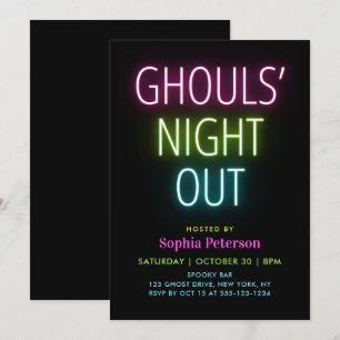 Convite Festa de Halloween Neon Lights Ghouls Night Out