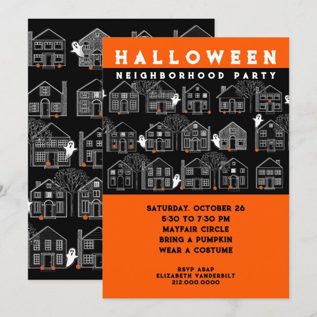 Convite Festa de Halloween no Bairro (Frente/Verso)