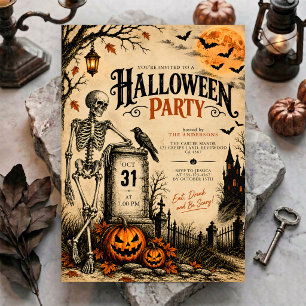 Convite Festa de Halloween no Cemitério Assombrado Gótico