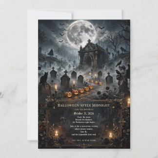 Convite Festa de Halloween no Cemitério Assustador e Caste