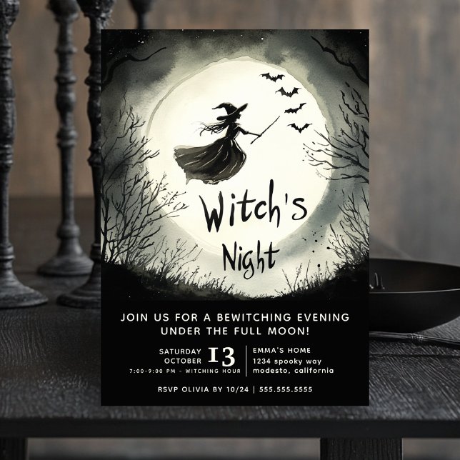 Convite Festa de Halloween, Noite das Bruxas, Noite das Ga (Witches night out invitation)