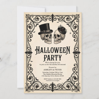 Convite Festa de Halloween para Adultos Caveira Gótica Vin