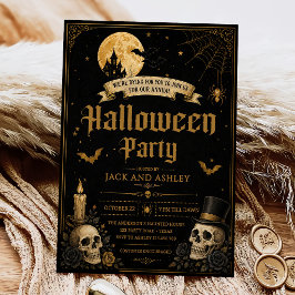 Convite Festa de Halloween para Adultos Caveira Vintage