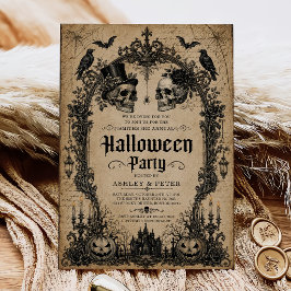 Convite Festa de Halloween para Adultos Caveira Vintage