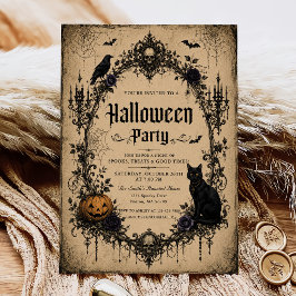 Convite Festa de Halloween para Adultos Caveira Vintage