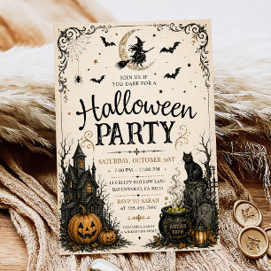 Convite Festa de Halloween para Adultos Caveira Vintage