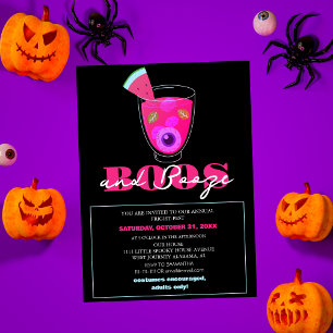 Convite Festa de Halloween para Adultos com Boos e Bebidas