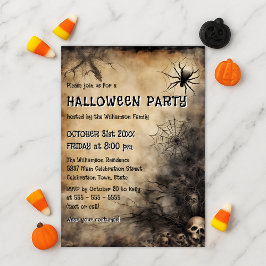 Convite Festa de Halloween para Adultos com Crânios Vintag