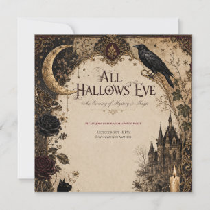 Convite Festa de Halloween para Adultos Corvo, Chave Antig