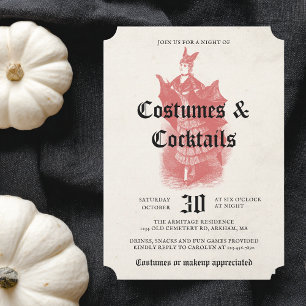 Convite Festa de Halloween para Adultos Dama Morcego Vinta