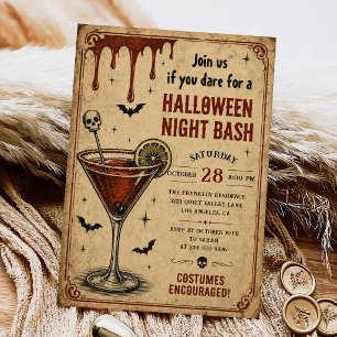 Convite Festa de Halloween para Adultos Drinks Vintage