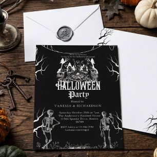 Convite Festa de Halloween para Adultos Esqueleto Gótico V