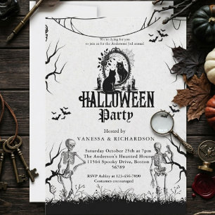 Convite Festa de Halloween para Adultos Esqueleto Gótico V