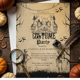 Convite Festa de Halloween para Adultos Esqueleto Gótico V