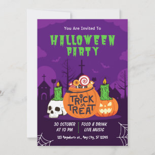 Convite Festa de Halloween para Doce ou Travessura Moderna