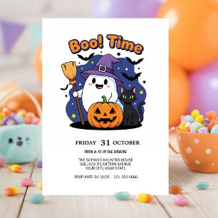 Convite Festa de Halloween para Fantasmas e Abóbora Bonito