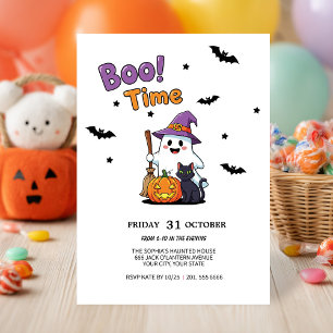 Convite Festa de Halloween para Fantasmas e Abóbora Bonito