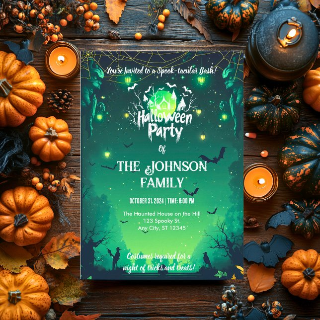 Convite Festa de Halloween Personalizada com Lanternas e B (Criador carregado)