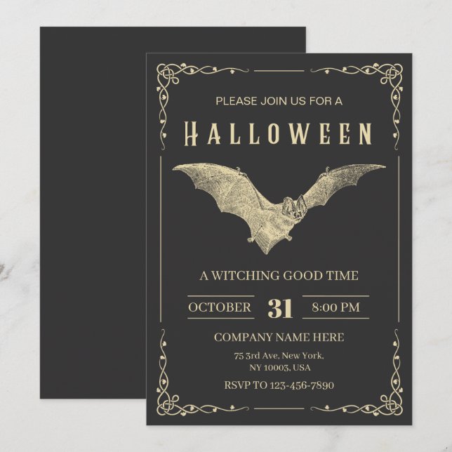 Convite Festa de Halloween Personalizada para Empresas (Frente/Verso)