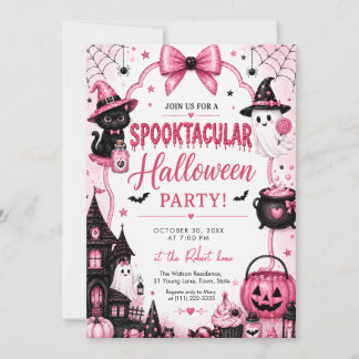 Convite Festa de Halloween Pink Coquette Espetacular