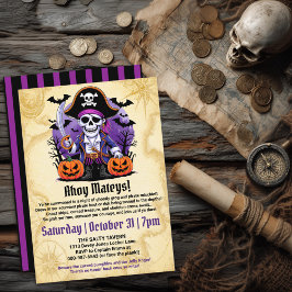 Convite Festa de Halloween Pirata Esqueleto Assustador