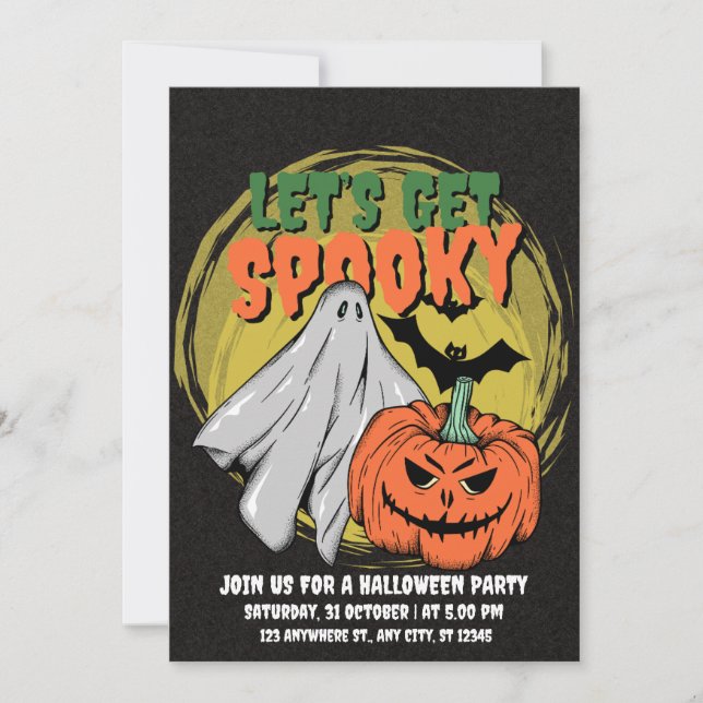 Convite Festa de Halloween Preta E Amarela (Frente)