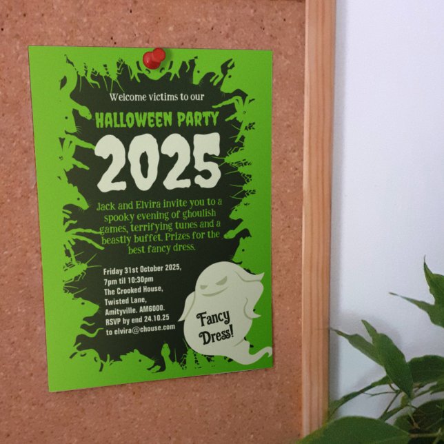 Convite Festa de Halloween Ratos Verdes Brilhantes Ratos C (Criador carregado)