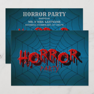 Convite Festa de Halloween Red Horror Spider Web Blue Scar