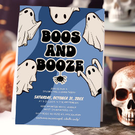 Convite Festa de Halloween Retro Boos e Bebidas