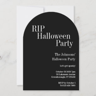 Convite Festa de Halloween RIP Preto e Branco