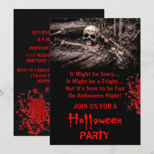 Convite Festa de Halloween Skull and Bones Assustadora