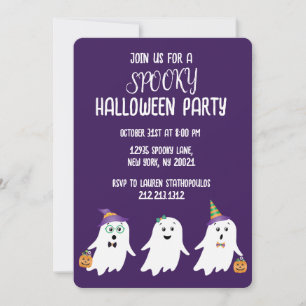 Convite Festa de Halloween Spooky Ghosts Trick Ou Tratat